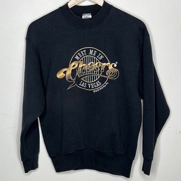 CHEERS BAR LAS VEGAS BLACK AND GOLD CREWNECK SWEATSHIRT 1993 WOMENS MEDIUM - Picture 1 of 6